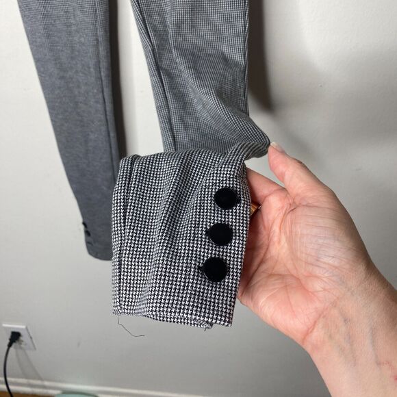 Loft Black White Gray Houndstooth Ankle Button Skinny Stretch Pant Jeggings XXS - Picture 2 of 11